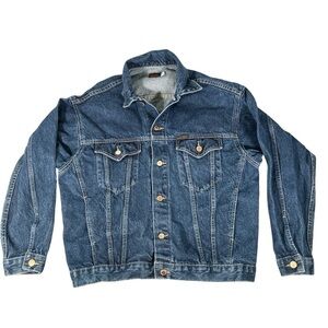 Vintage Long Haul Denim Trucker Jacket mens L   COPPER BUTTONS